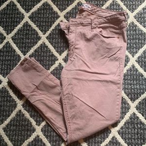Dusty Pink Skinny Sateen Pants